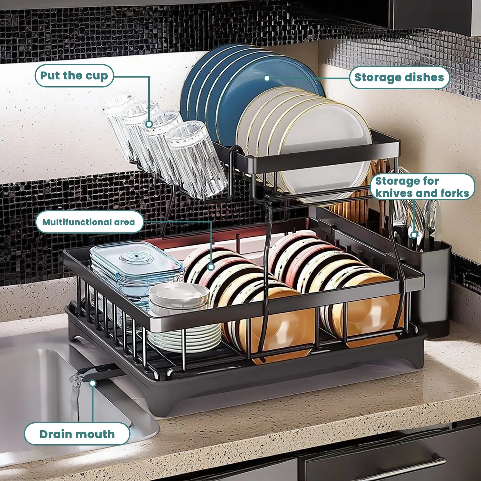2-tier dish drying rack