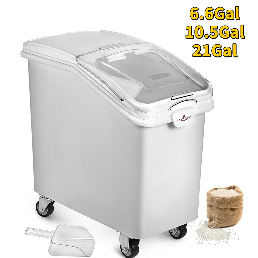 6.6Gal-21Gal Ingredient Storage Bin W/ Wheel & Scoop