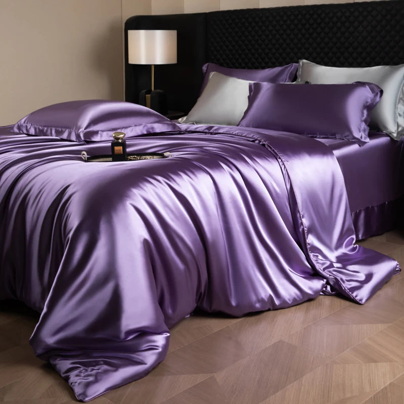 Silk Bedding Set, Duvet Cover, Fitted/Flat, Pillowcases