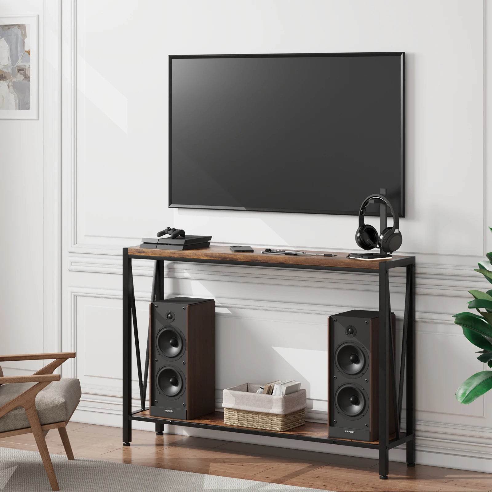 2-Tier Console, Sofa Side Table 42.9in L x 9.8in W x 29.9in