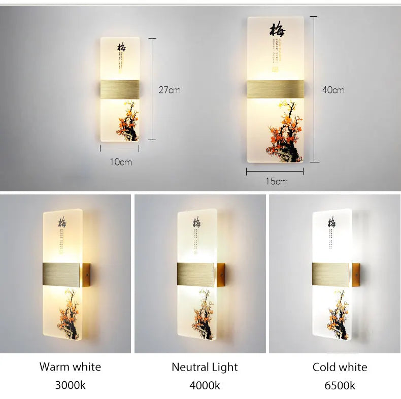 6W 10W LED Chinese Style Printing Wall Light