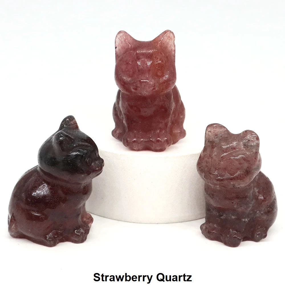 1.2" Mini Hand Carved Animal Kitty Figurine