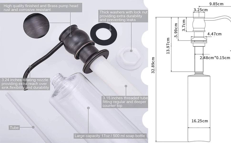 Liquid Soap Dispenser With bottle Chrome/Brushed Nickel