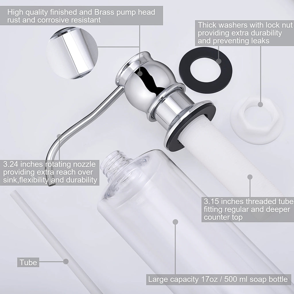 Liquid Soap Dispenser With bottle Chrome/Brushed Nickel