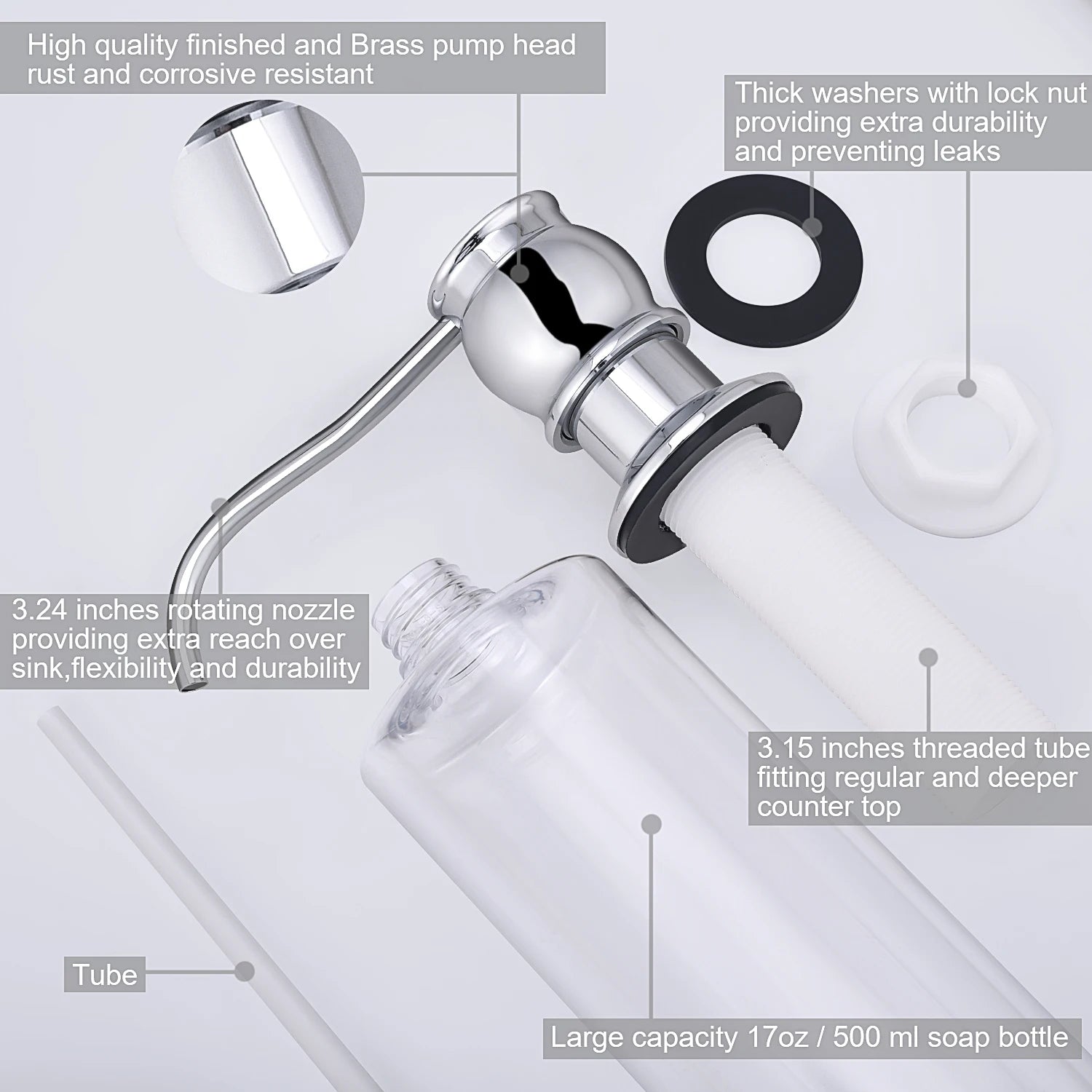 Liquid Soap Dispenser With bottle Chrome/Brushed Nickel