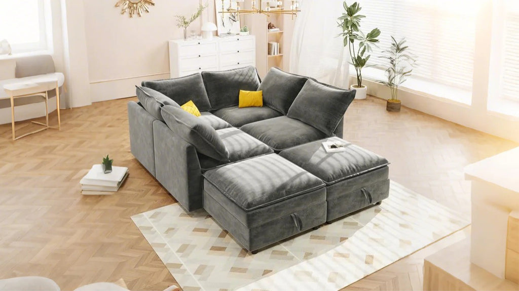 6-Piece Modular Sofa Bed with Storage