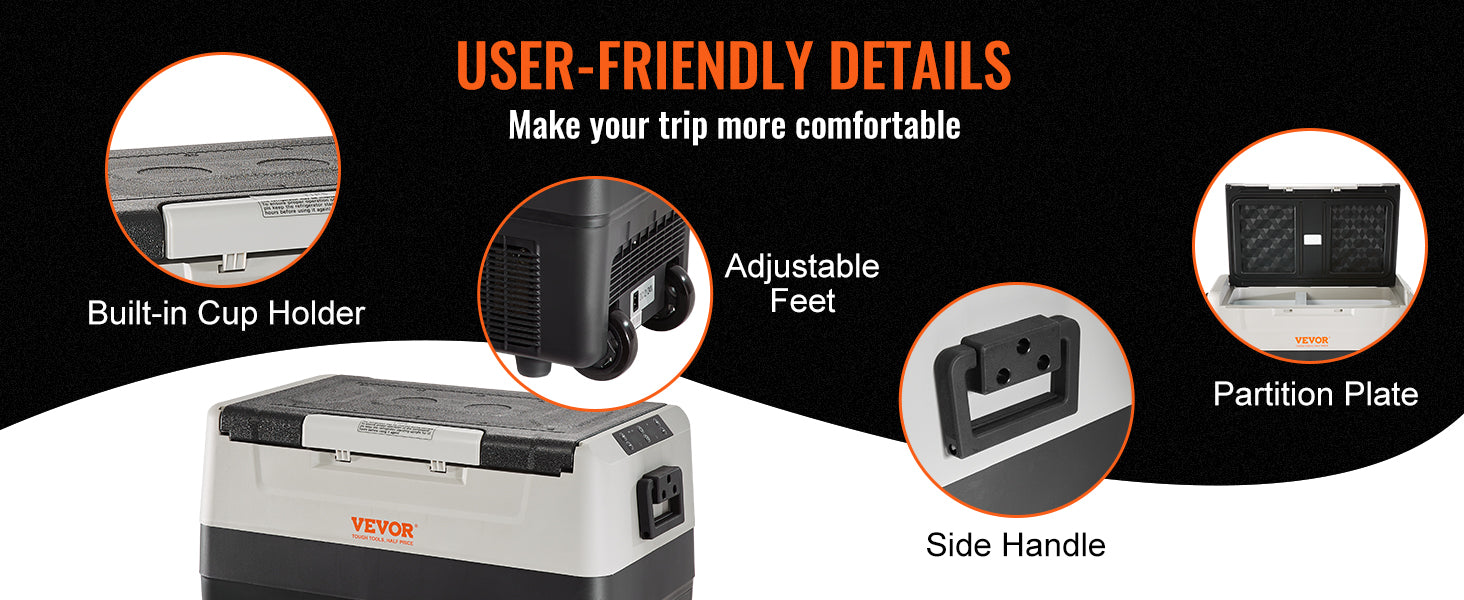 55L Portable Car Refrigerator with Freezer