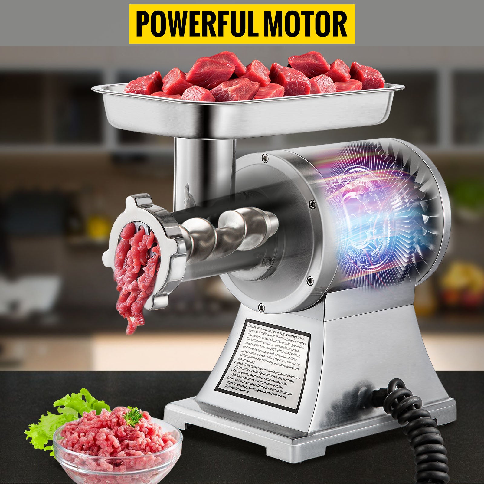 Electric Meat Grinder, Commercial Kitchen Chopper, Food Processor