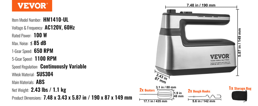 Cordless Variable Speed Hand Mixer