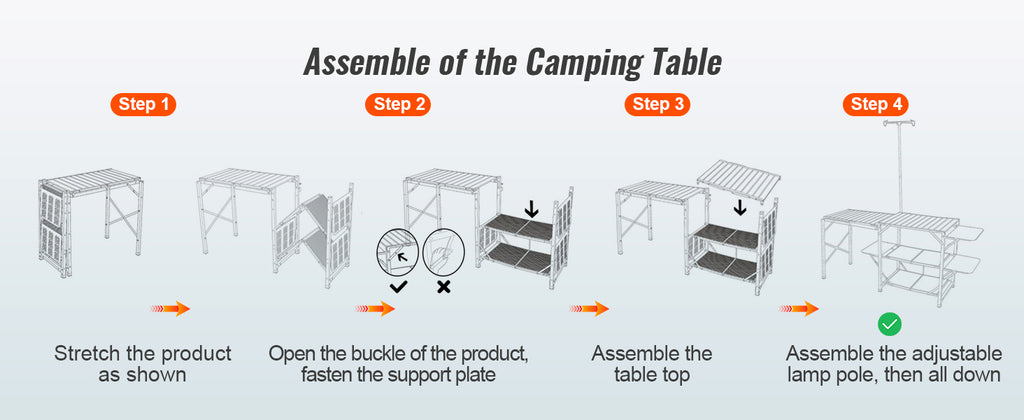 Camping Kitchen Table with Sink, Aluminum Folding Frame