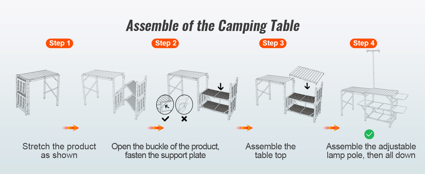 Camping Kitchen Table with Sink, Aluminum Folding Frame
