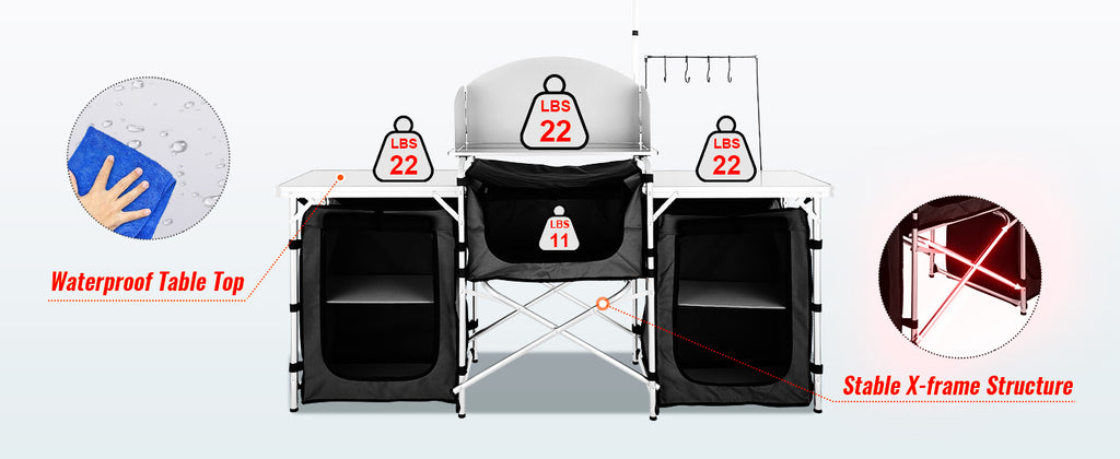 Outdoor Kitchen Table Foldable Cooking, Aluminum Alloy Frame