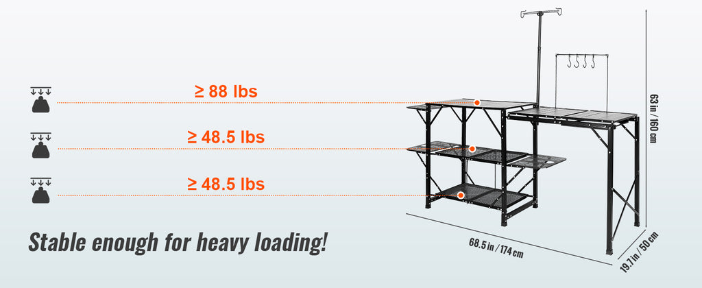 Camping Kitchen Table with Sink, Aluminum Folding Frame