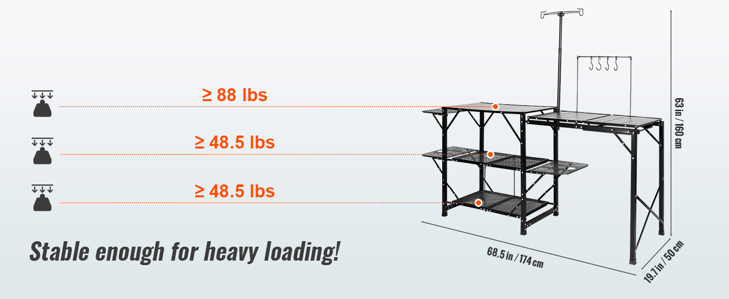 Camping Kitchen Table with Sink, Aluminum Folding Frame