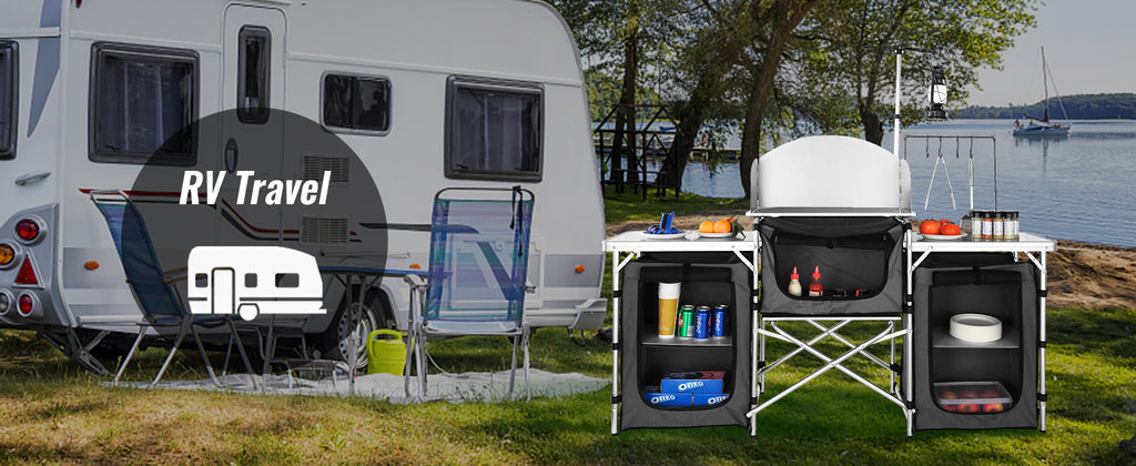 Outdoor Kitchen Table Foldable Cooking, Aluminum Alloy Frame