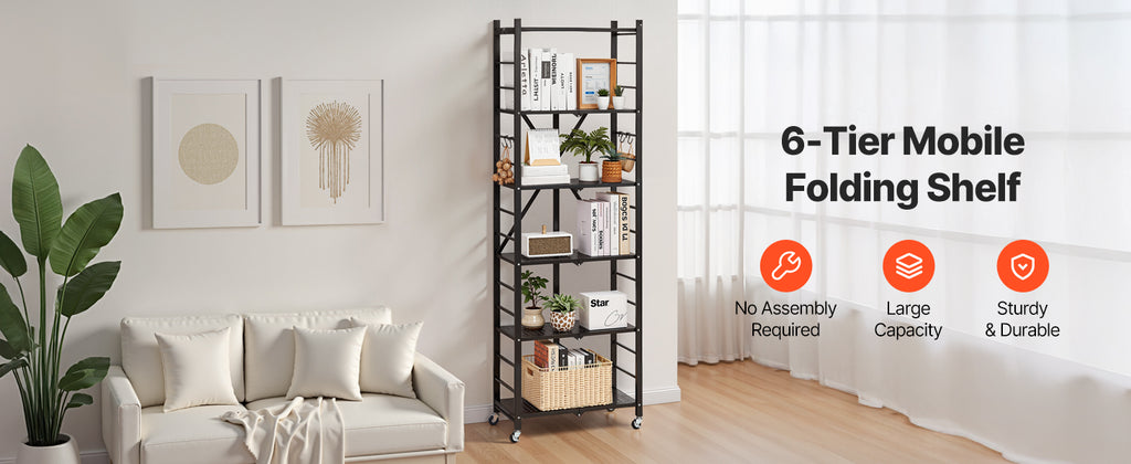 Portable Black Folding Metal Rack Shelving Unit