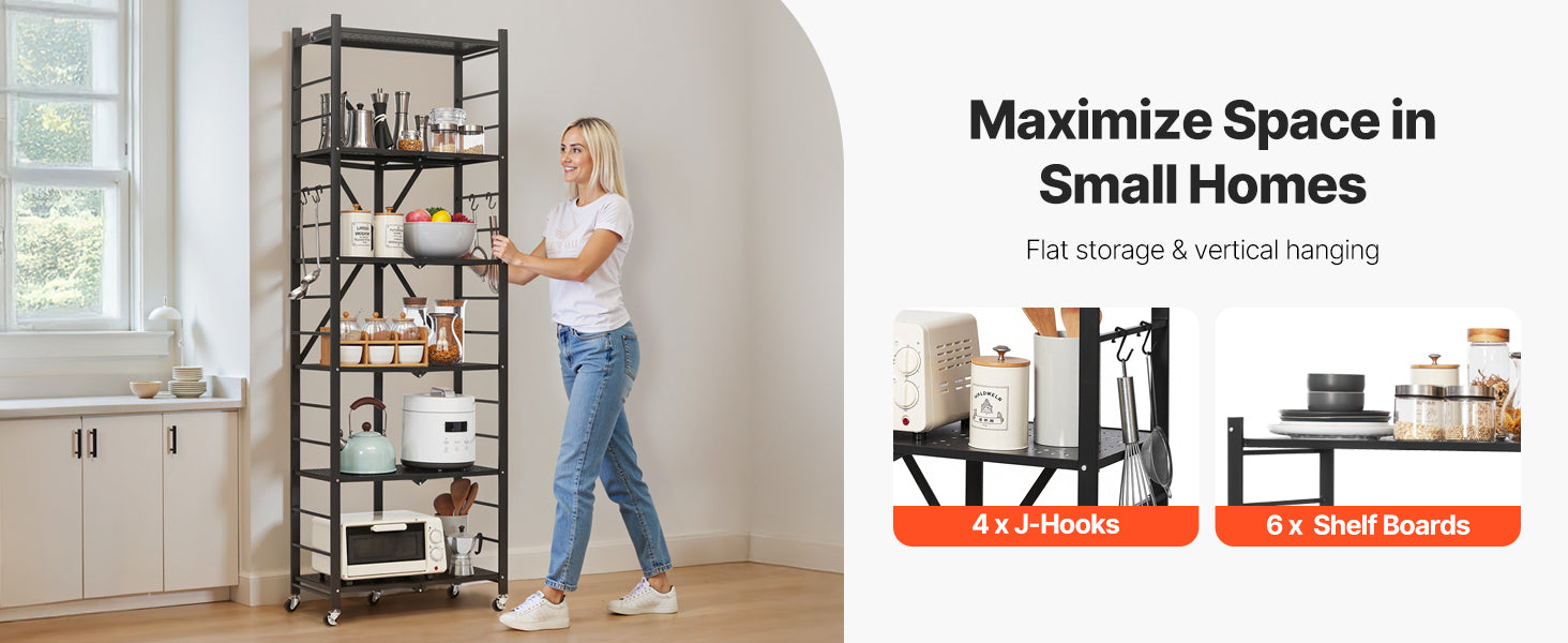 Portable Black Folding Metal Rack Shelving Unit