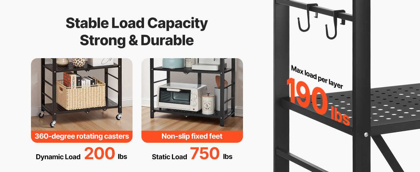 Portable Black Folding Metal Rack Shelving Unit