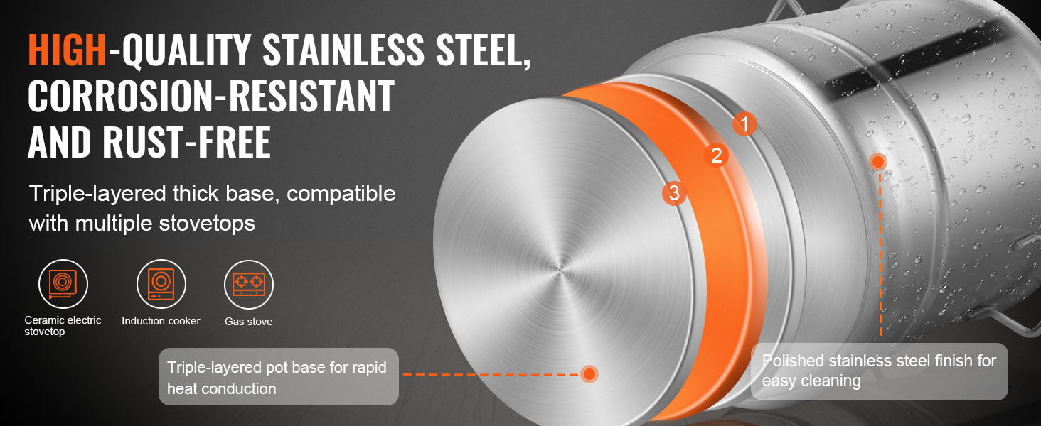 16 GALLON Brewing Pot, Beer Brew Kettle, Lid