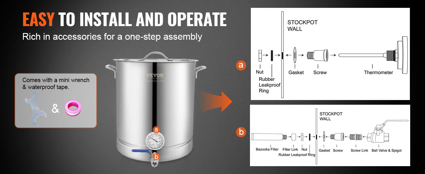 16 GALLON Brewing Pot, Beer Brew Kettle, Lid