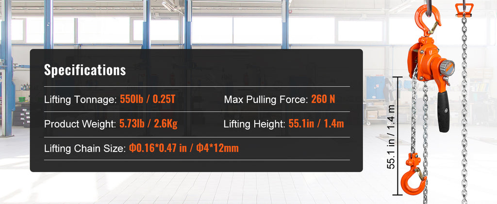 Manual Lever Chain Hoist 1/4 , 1/2 Ton Capacity