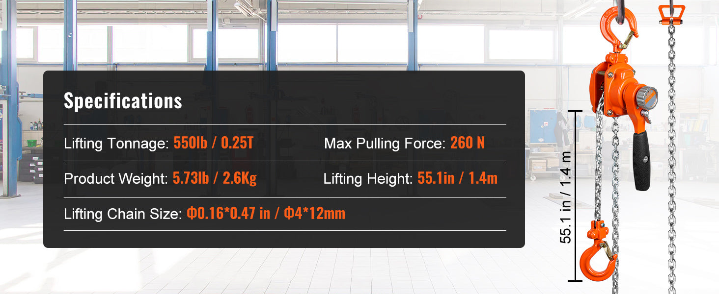 Manual Lever Chain Hoist 1/4 , 1/2 Ton Capacity