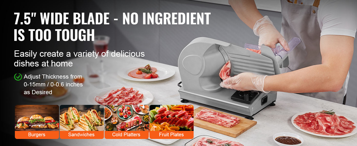 Electric Deli Food Slicer, Adjustable Thickness