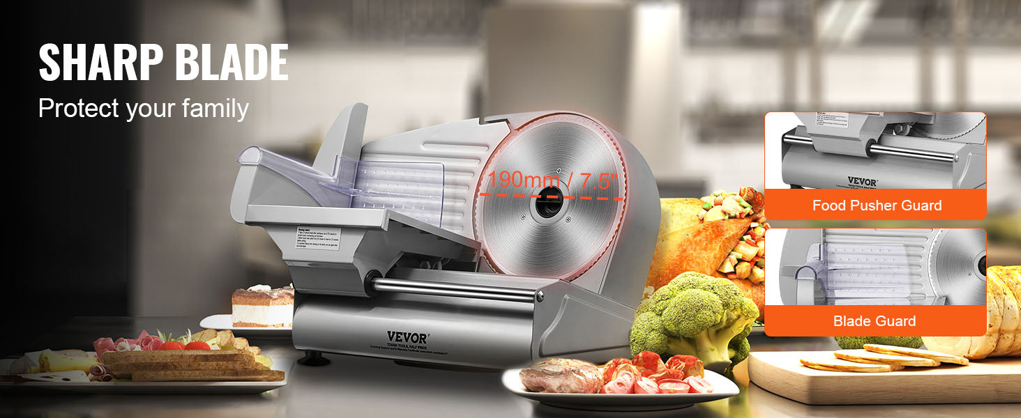Electric Deli Food Slicer, Adjustable Thickness