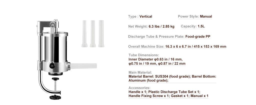 1.5 Capacity Vertical Sausage Stuffer