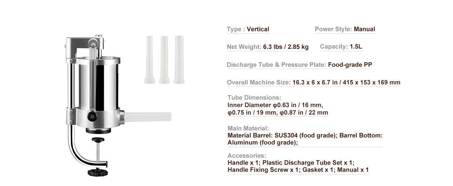 1.5 Capacity Vertical Sausage Stuffer
