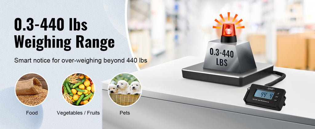 440lbs Digital Shipping Scale, Timer, Tare, LCD Screen