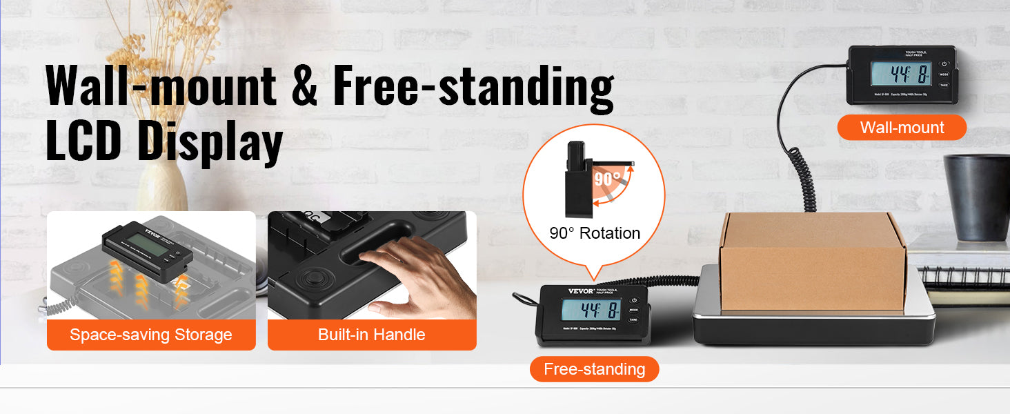 440lbs Digital Shipping Scale, Timer, Tare, LCD Screen