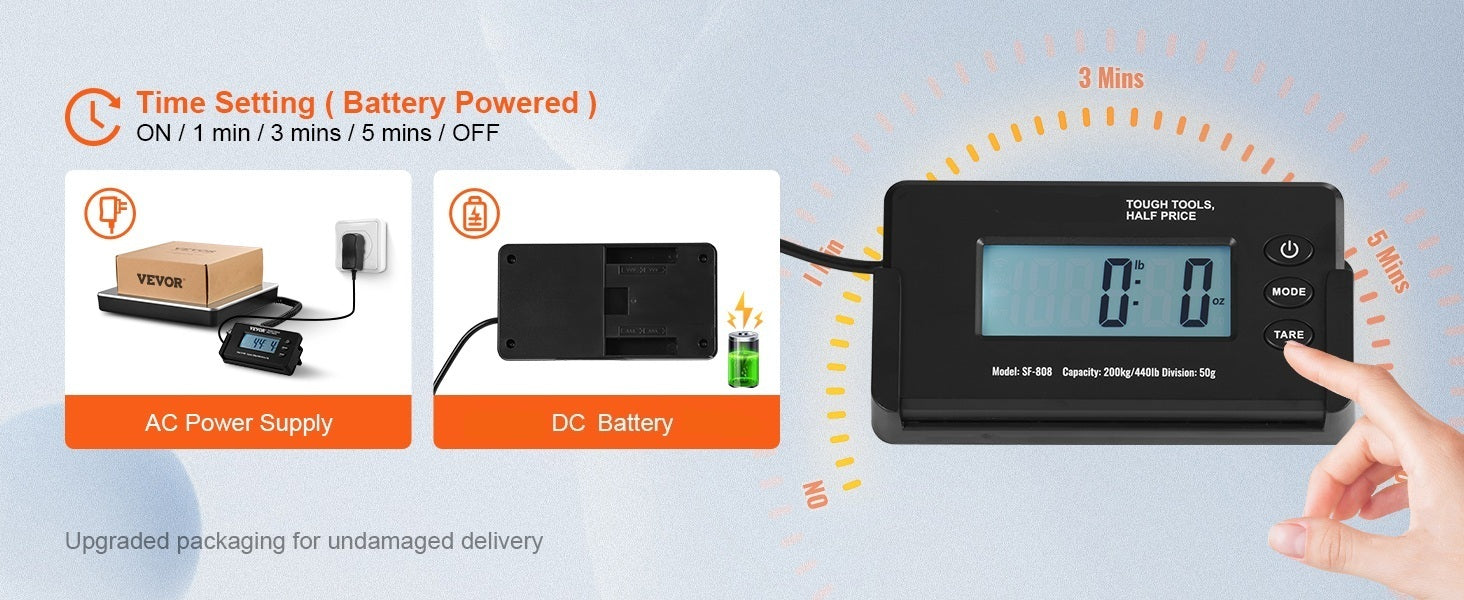 440lbs Digital Shipping Scale, Timer, Tare, LCD Screen