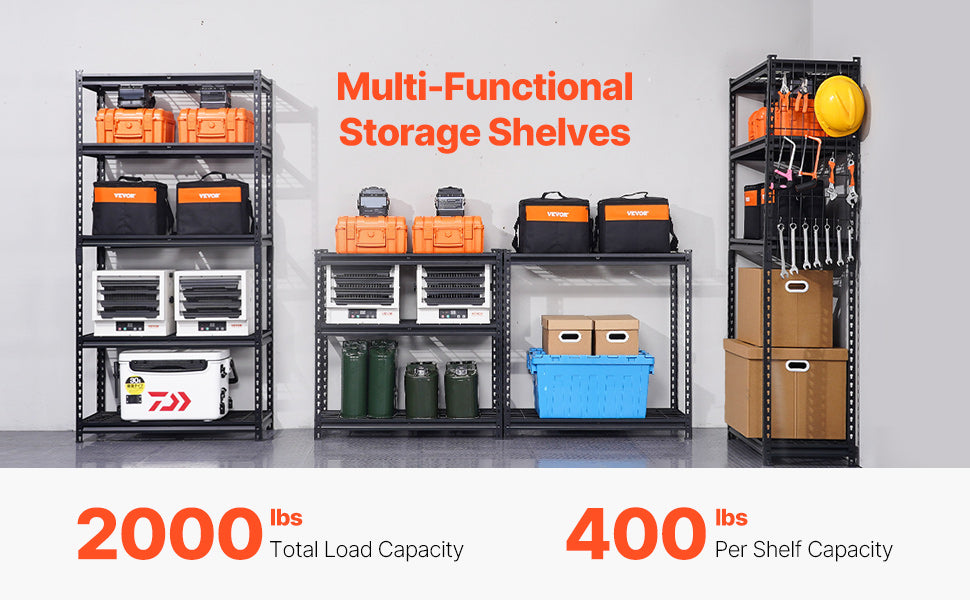 5 Tier Metal Storage Shelves Height Adjustable Shelving