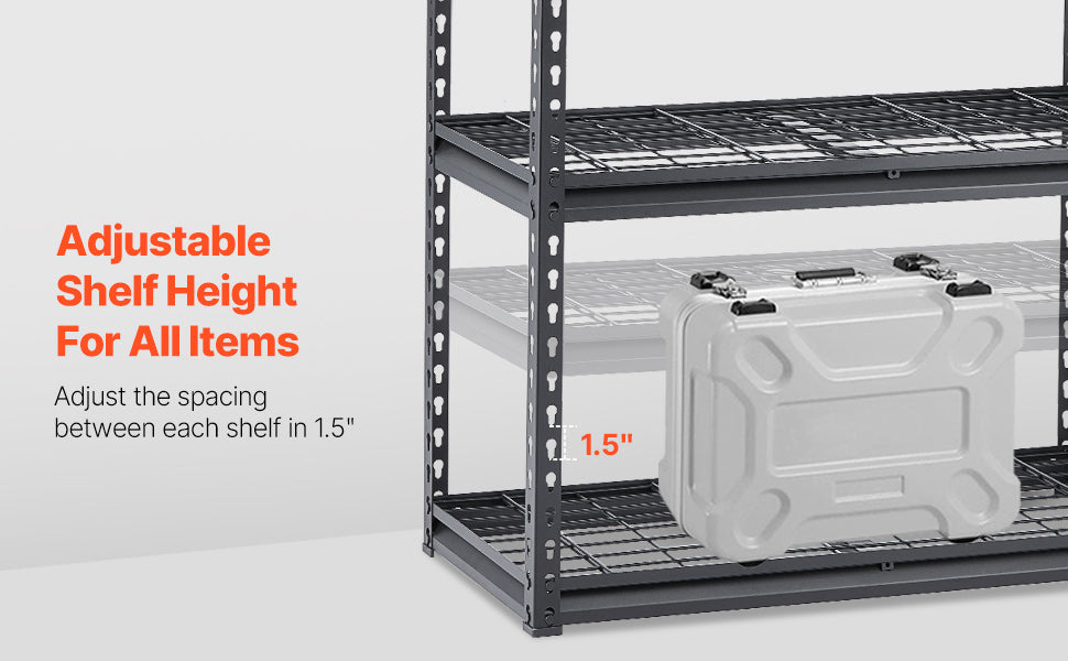 5 Tier Metal Storage Shelves Height Adjustable Shelving