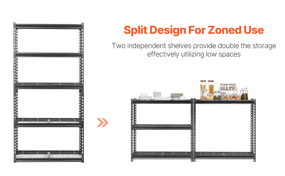 5 Tier Metal Storage Shelves Height Adjustable Shelving