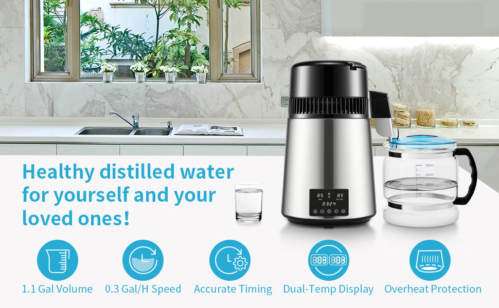Water Distiller Purifier Filter Dispenser Overheat Protection