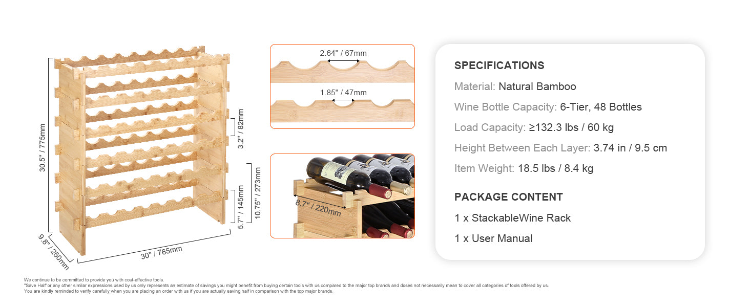 Free Standing Wine Storage Rack, Bamboo