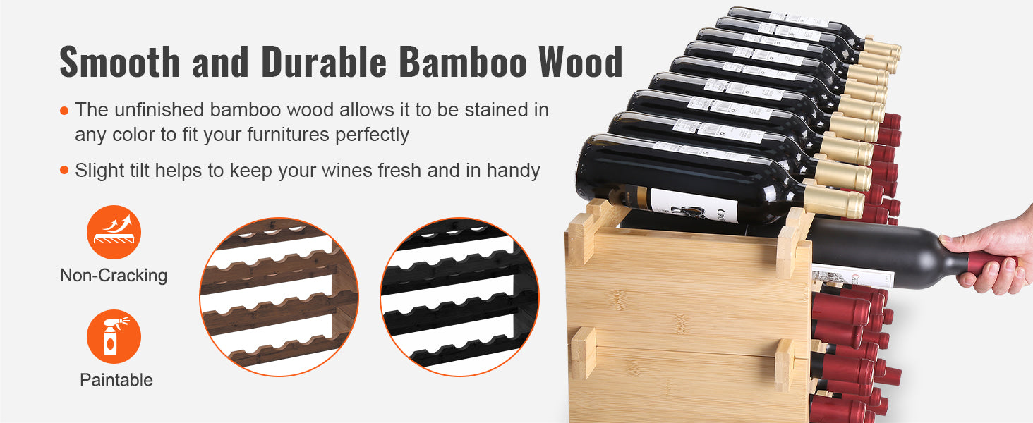 Free Standing Wine Storage Rack, Bamboo