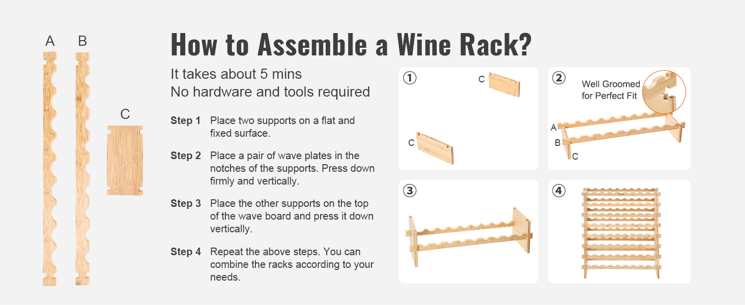 Free Standing Wine Storage Rack, Bamboo